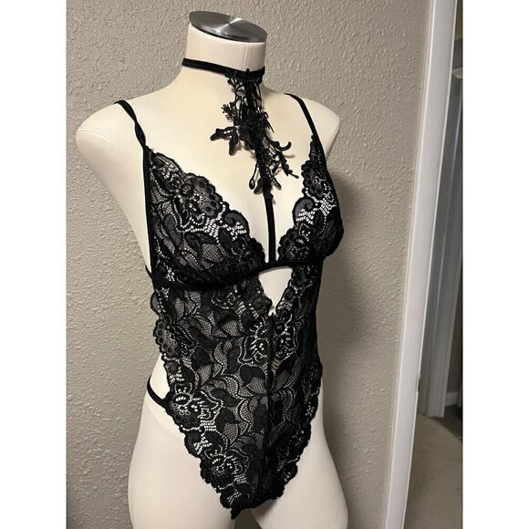 NWOT LACE TEDDY LINGERIE SIZE SMAL GSTRING CHOKER - Picture 6 of 9